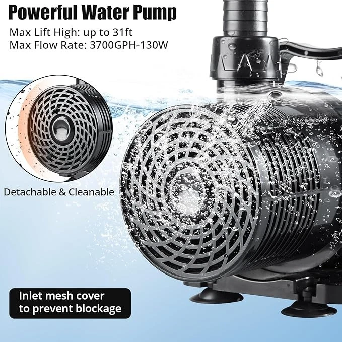 Bomba de agua sumergible 170w 120v 300LPM 10MTS para fuentes de agua cascadas - Imagen 3